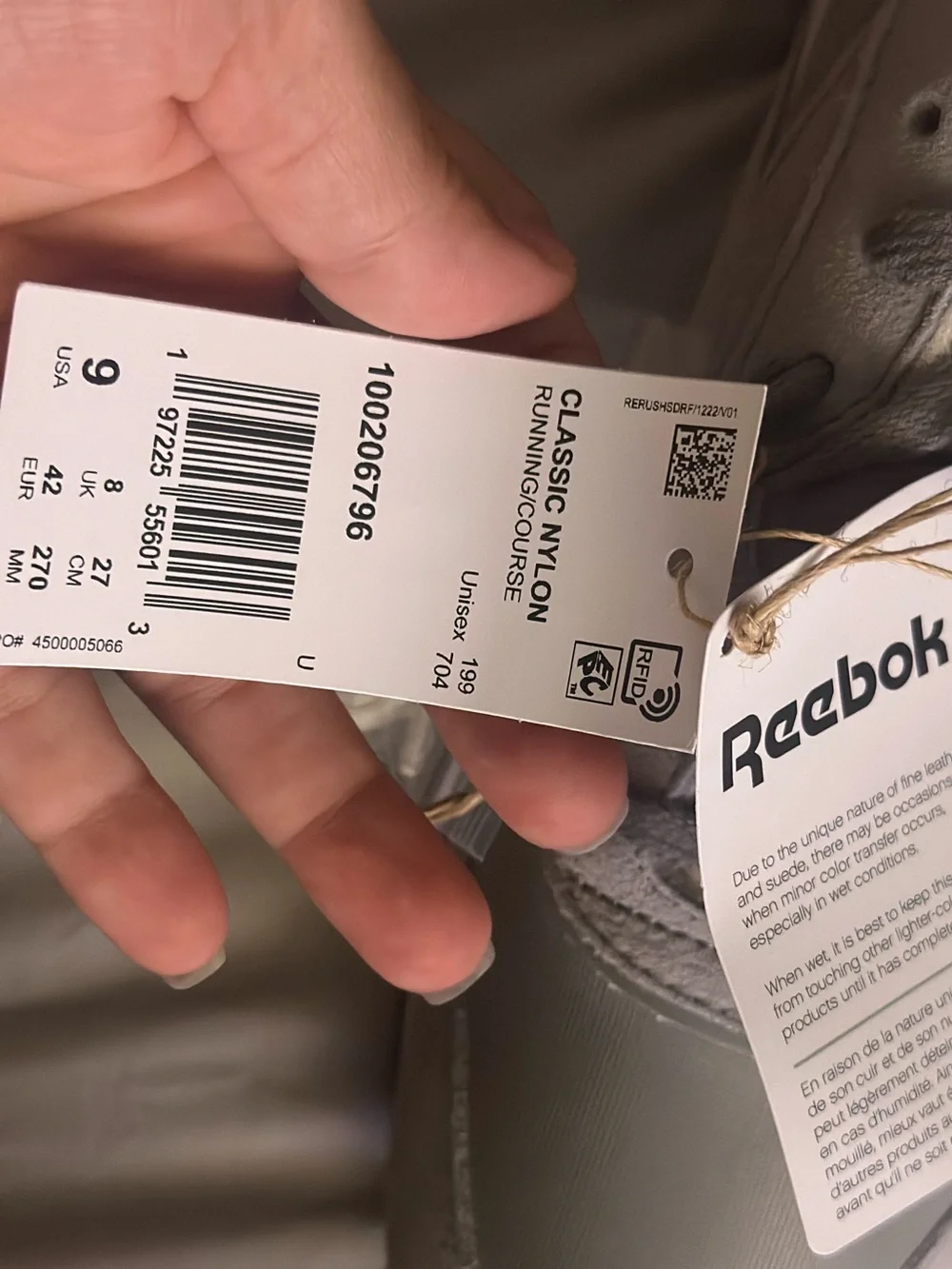 Reebok Men's Grey and White Classic Sneakers